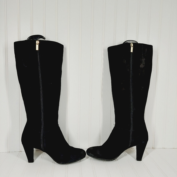 Bandolino Women's Bacia Black Suede Leather Side Zipper Tall Heeled Boots B386 - Picture 10 of 16